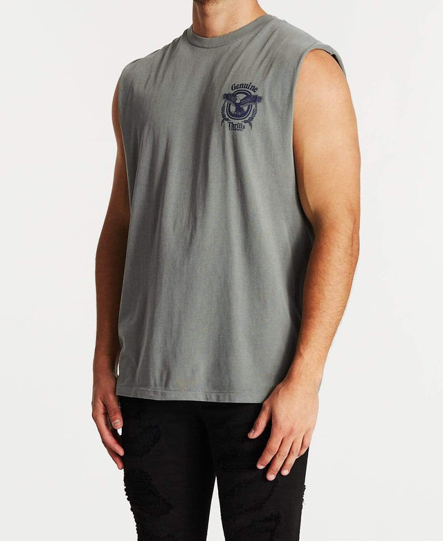 Thrills Genuine Merch Fit Muscle T-Shirt Washed Grey