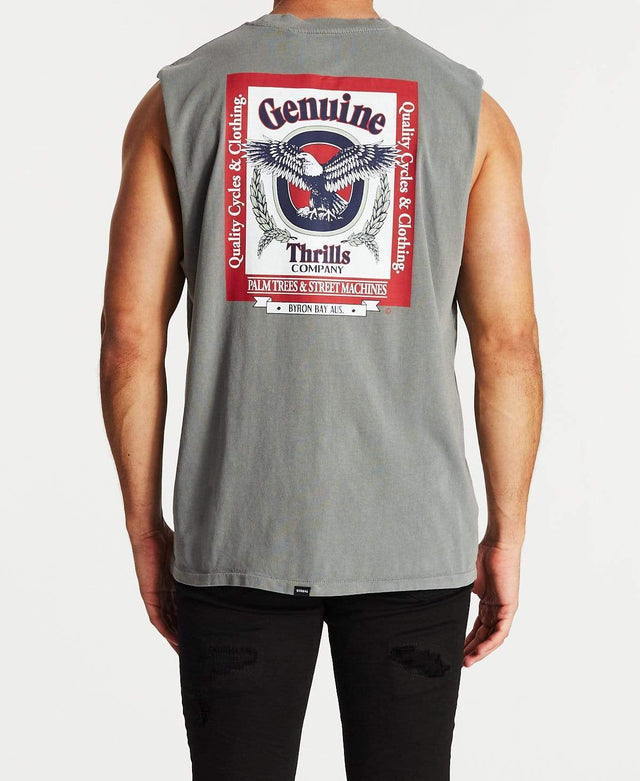 Thrills Genuine Merch Fit Muscle T-Shirt Washed Grey