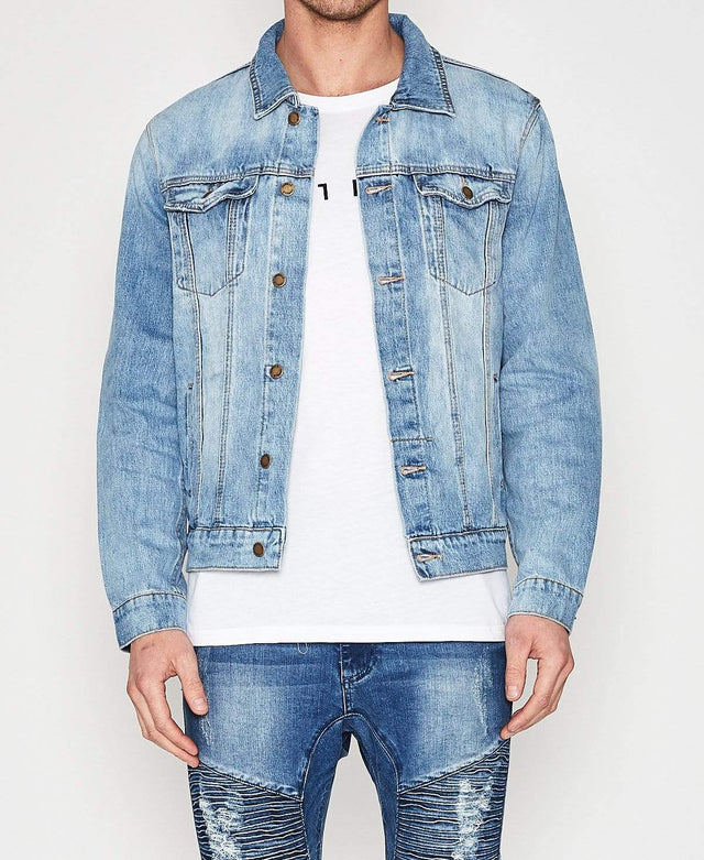 Thrills Wanderer Denim Jacket Stone Blue