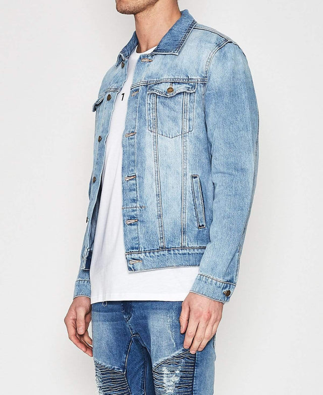 Thrills Wanderer Denim Jacket Stone Blue