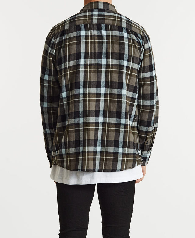 Volcom Caden Plaid Longsleeve Shirt Lead Brown