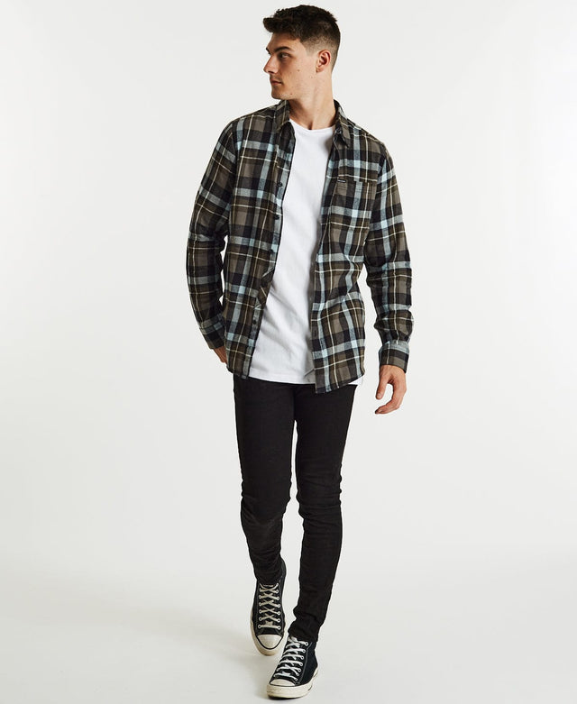 Volcom Caden Plaid Longsleeve Shirt Lead Brown