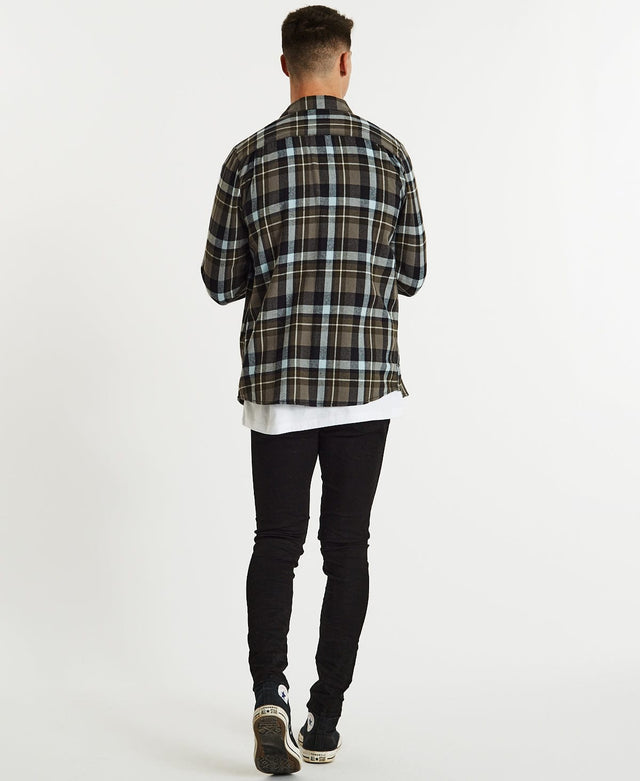 Volcom Caden Plaid Longsleeve Shirt Lead Brown