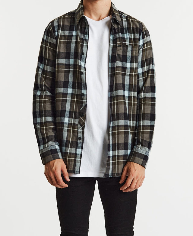 Volcom Caden Plaid Longsleeve Shirt Lead Brown