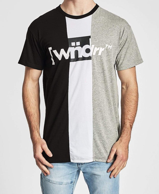 WNDRR 3 Peat 3 Panel Custom Fit T-Shirt Black/White/Grey Marle
