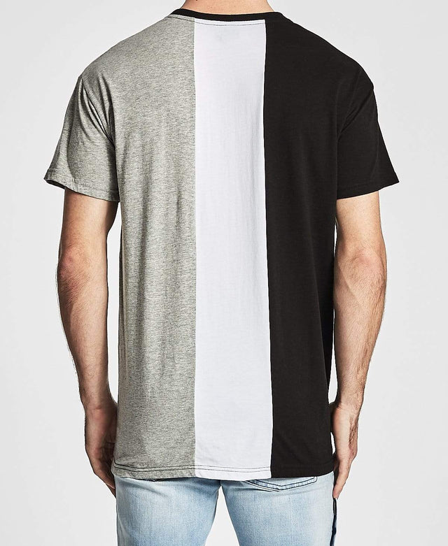 WNDRR 3 Peat 3 Panel Custom Fit T-Shirt Black/White/Grey Marle