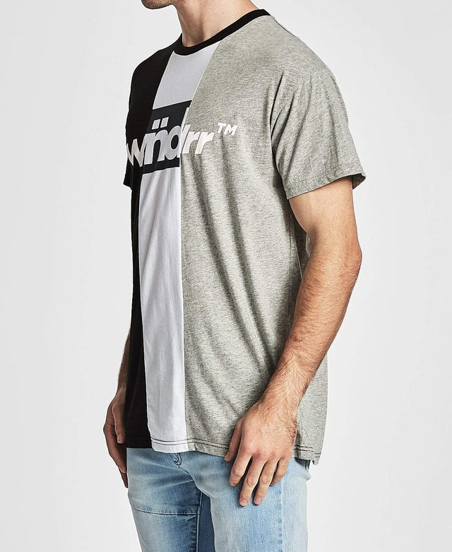WNDRR 3 Peat 3 Panel Custom Fit T-Shirt Black/White/Grey Marle