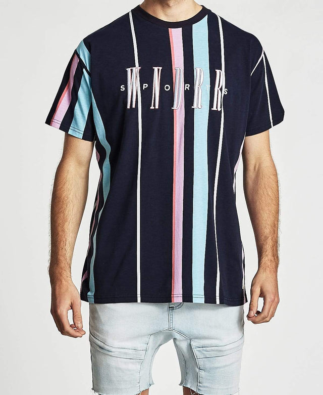 WNDRR Milennial Vert Stripe Custom Fit T-Shirt Multi Colour