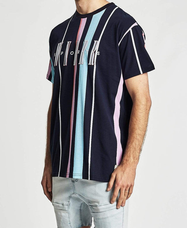 WNDRR Milennial Vert Stripe Custom Fit T-Shirt Multi Colour