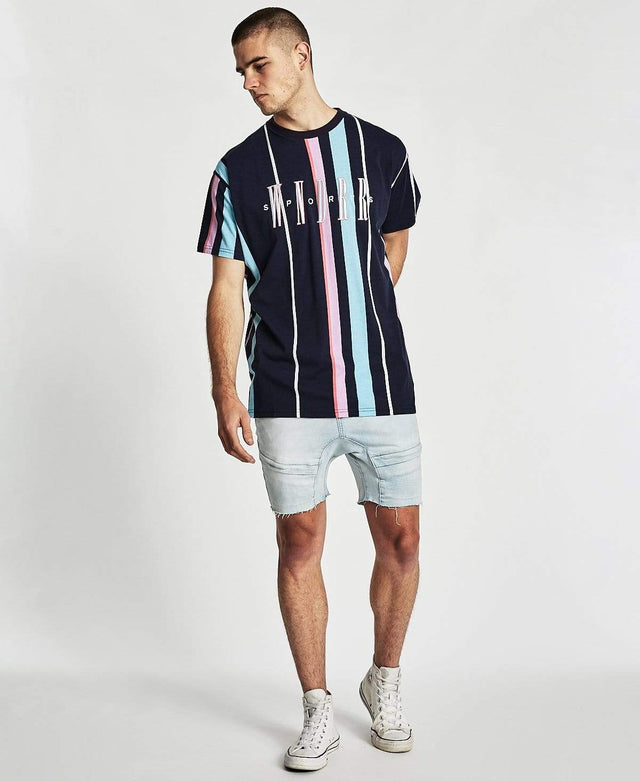 WNDRR Milennial Vert Stripe Custom Fit T-Shirt Multi Colour