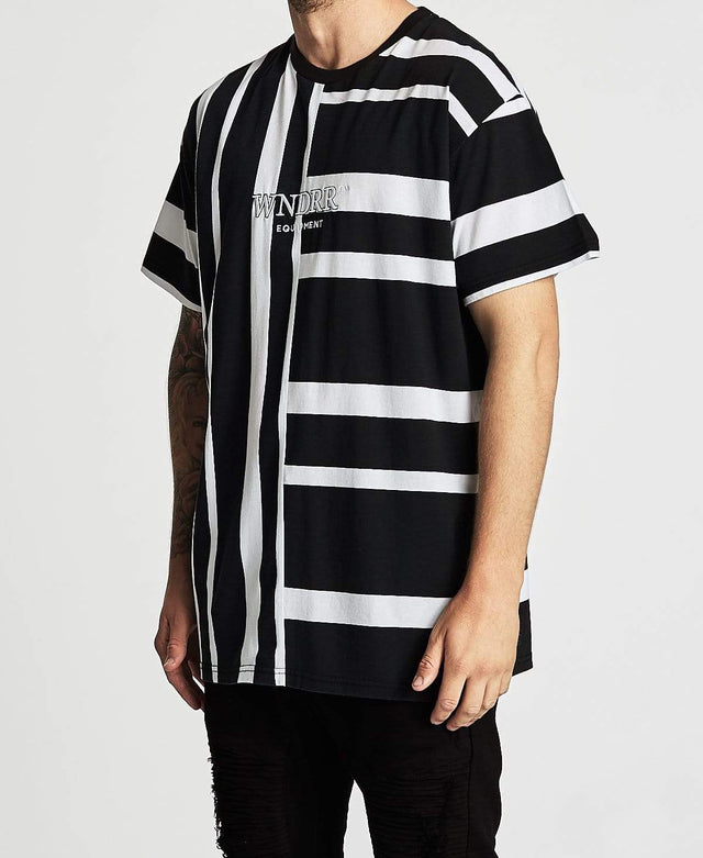 WNDRR Rift Stripe Custom Fit T-Shirt Black/White