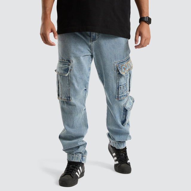 Colby Denim Cargo Pant Herring Blue