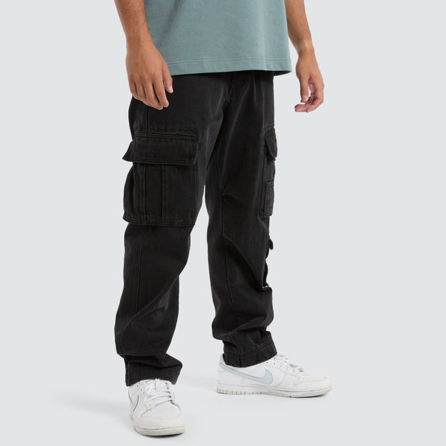 Colby Denim Cargo Pant Washed Black