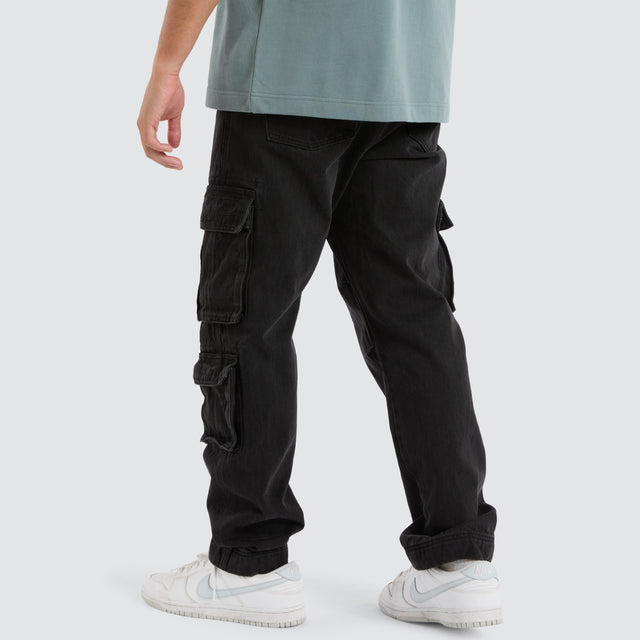 Colby Denim Cargo Pant Washed Black