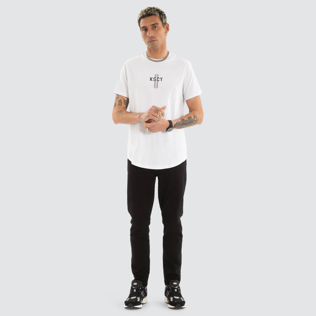 model wears Grasp Dual Curved Tee White T-Shirts White - image 5