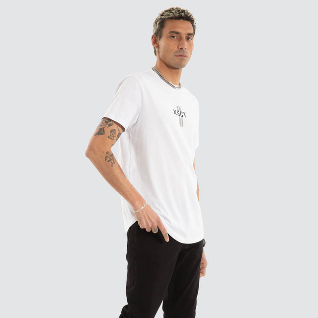 model wears Grasp Dual Curved Tee White T-Shirts White - image 4