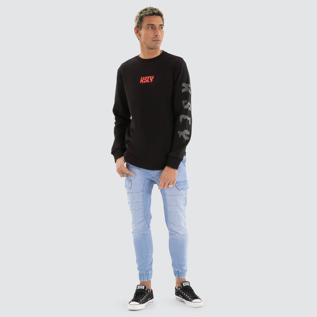 Glare Dual Curved Sweater Jet Black