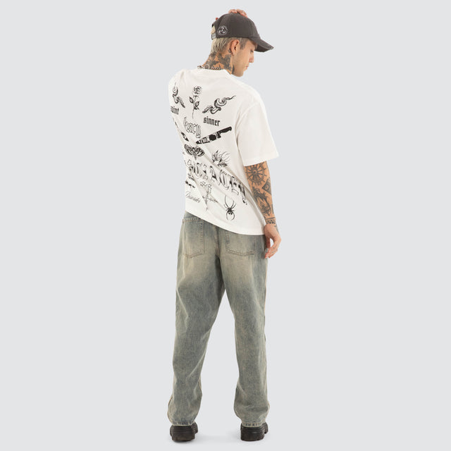 model wears Sacrifice Street Tee Natural White T-Shirts White - image 5