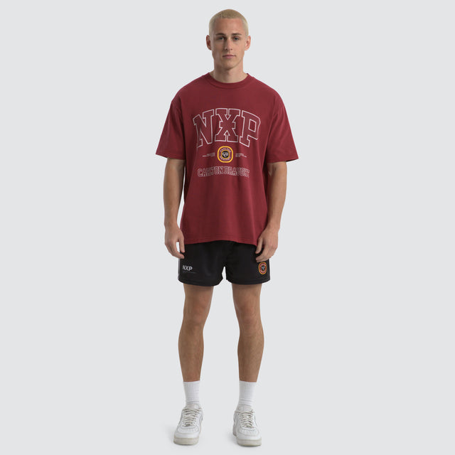 Agnus Relaxed Box Fit T-Shirt Maroon Red