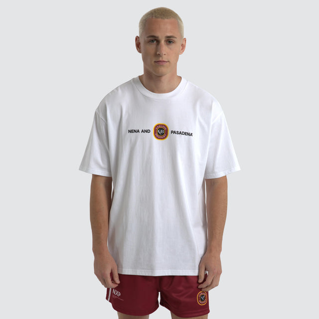 model wears Carlton Draught Centennial Box Fit Tee Optical White T-Shirts White - image 6