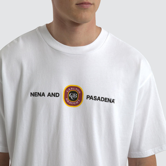model wears Carlton Draught Centennial Box Fit Tee Optical White T-Shirts White - image 7