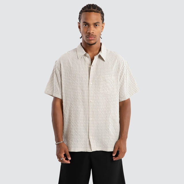 Half Check Ss Shirt White