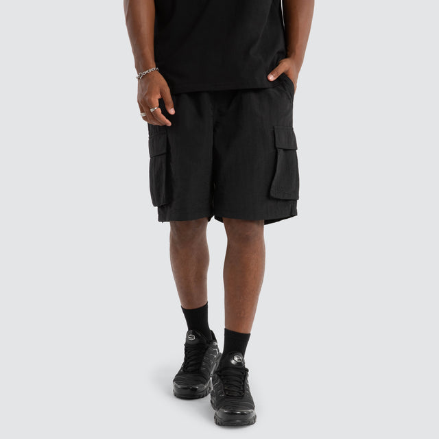 91 Nylon Cargo Short Black