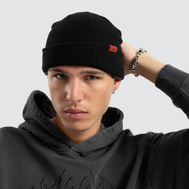 Grave Wharfie Beanie Jet Black