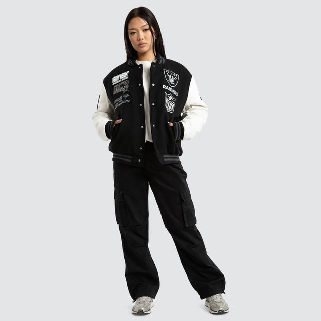 Las Vegas Raiders Huddle Varsity Jacket Black/White