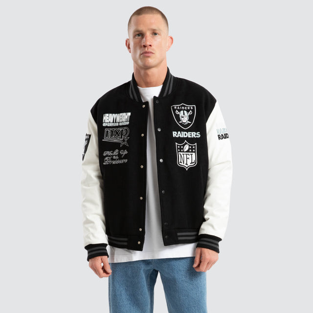 Las Vegas Raiders Huddle Varsity Jacket Black/White