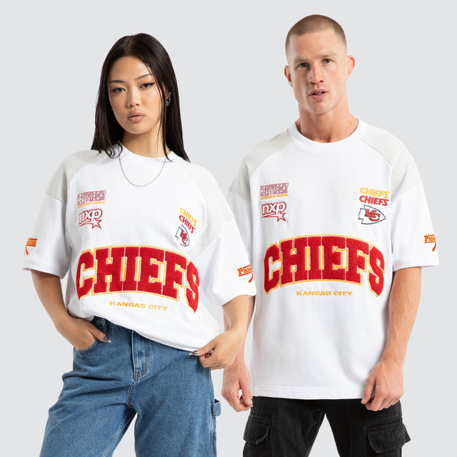 Kansas City Chiefs Catch Loopback Tee White/Glacier Grey