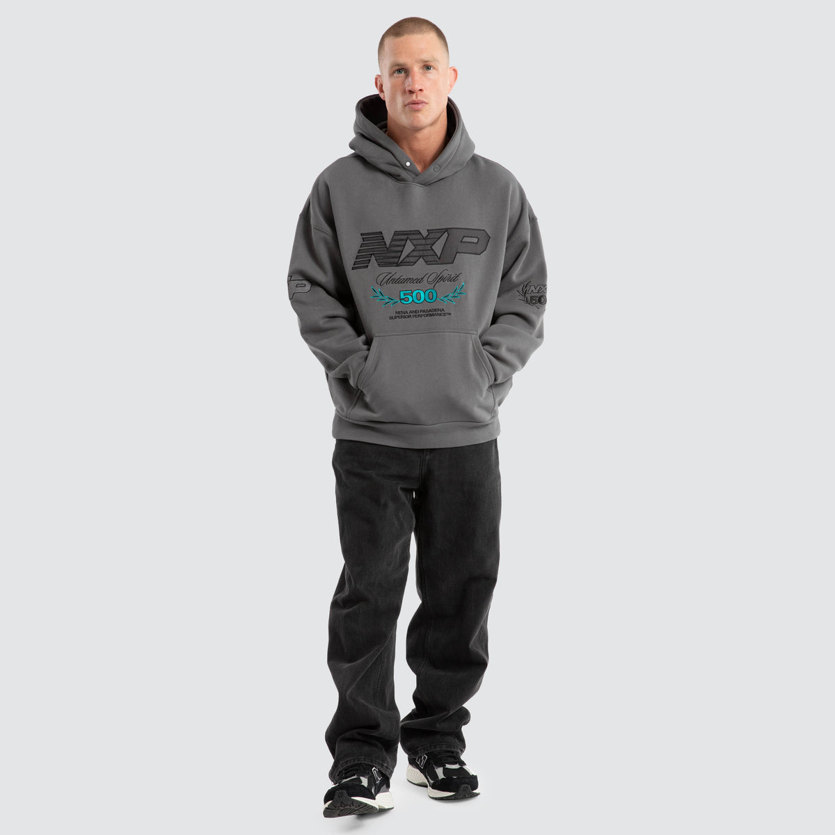 NXP Bounty Box Fit Hoodie in Charcoal | Neverland Store