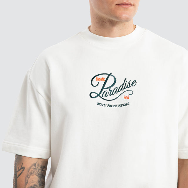 Burleigh Loopback Street Tee Natural White