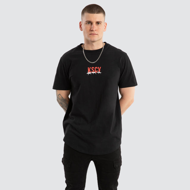 Diluted Dual Curved Tee Jet Black