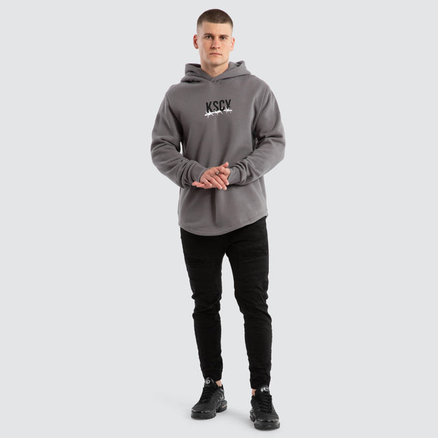 Diluted Dual Curved Hoodie Charcoal