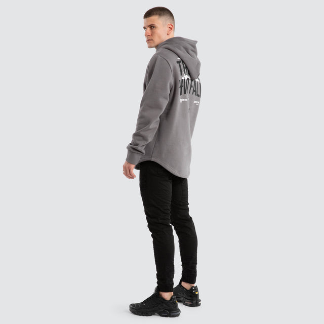 Diluted Dual Curved Hoodie Charcoal