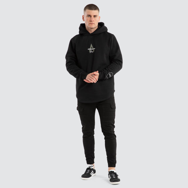 Grand Dual Curved Hoodie Jet Black