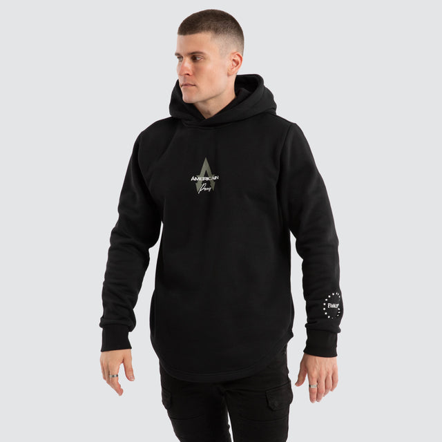 Grand Dual Curved Hoodie Jet Black