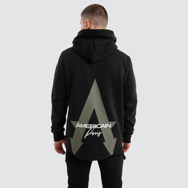 Grand Dual Curved Hoodie Jet Black