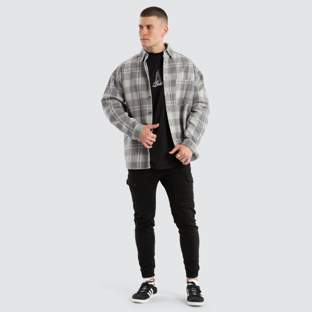 Stade Drop Shoulder Longsleeve Shirt Iron Check