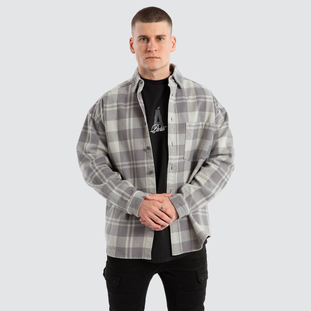 Stade Drop Shoulder Longsleeve Shirt Iron Check