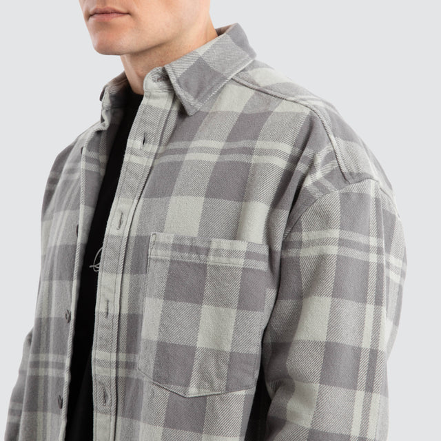 Stade Drop Shoulder Longsleeve Shirt Iron Check