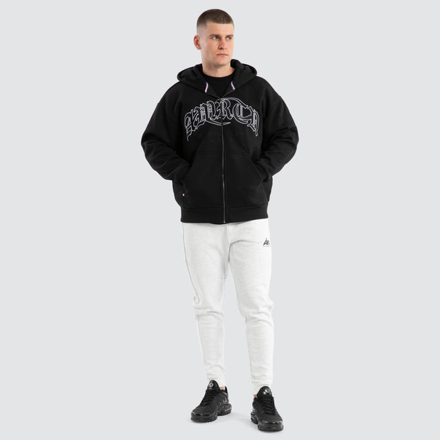 Bastille Relaxed Zip Hoodie Jet Black