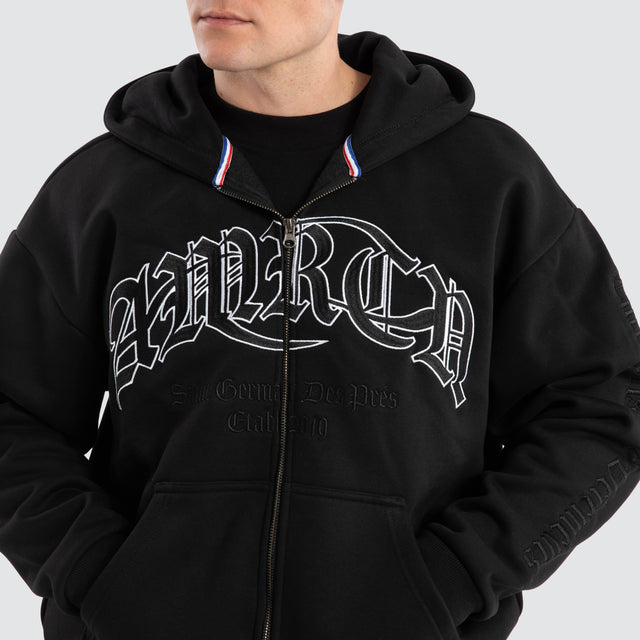 Bastille Relaxed Zip Hoodie Jet Black