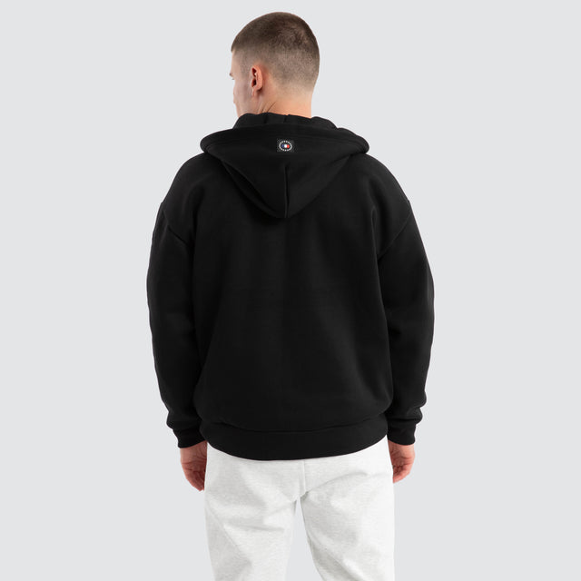 Bastille Relaxed Zip Hoodie Jet Black