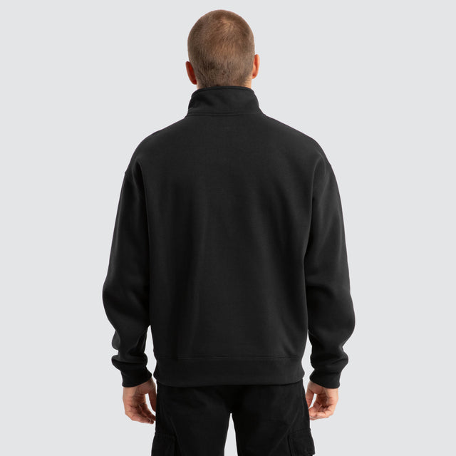model wears Merch Quarter Zip Jumper Anthracite Black Pullover Black - image 4
