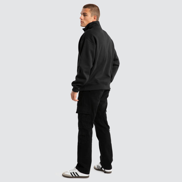 model wears Merch Quarter Zip Jumper Anthracite Black Pullover Black - image 5