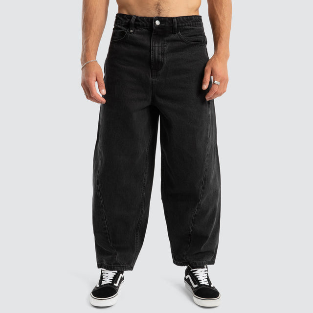 Barrel Leg Denim Jean Black