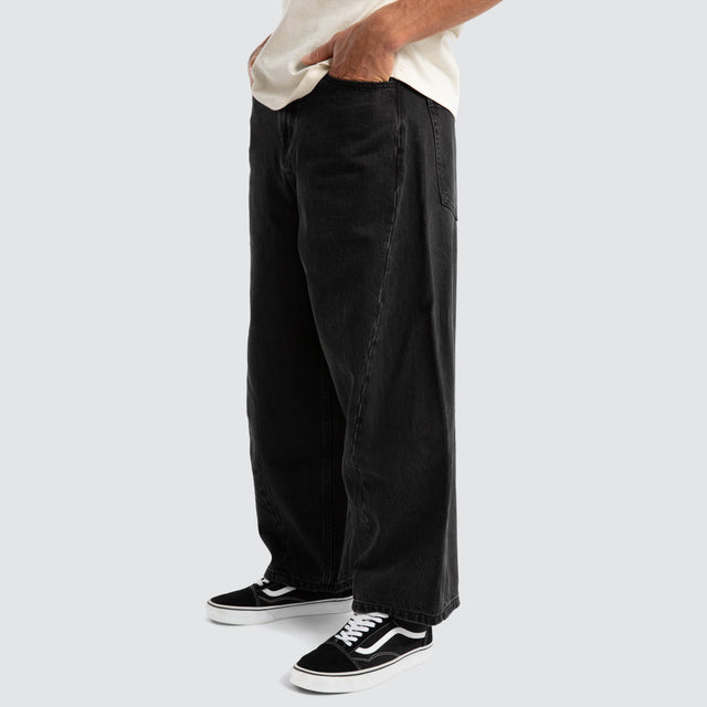 Barrel Leg Denim Jean Black