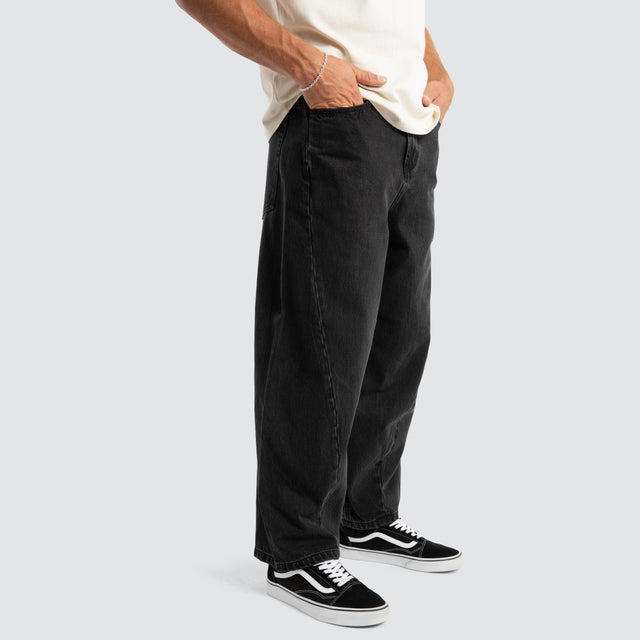 Barrel Leg Denim Jean Black